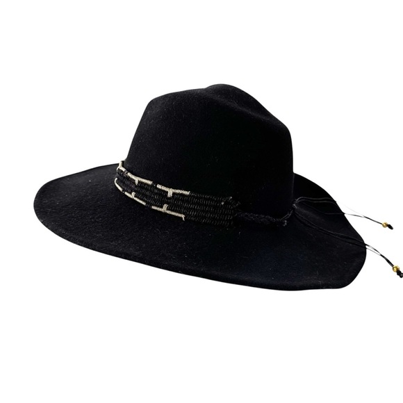 NWT Nikki Beach Wool Fedora Hat Western Boho Black UPF 50+ One Size main image 4